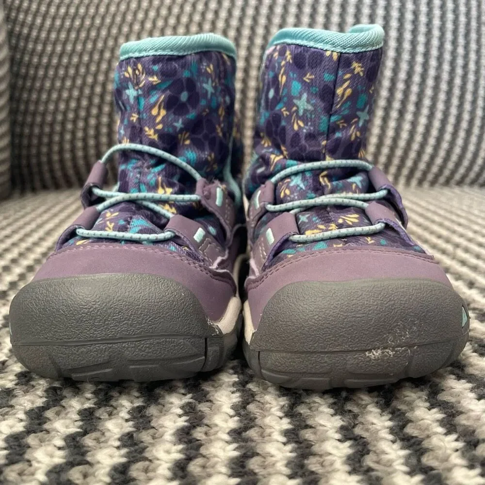 Keen Purple and Teal Floral Kids Winter Boots